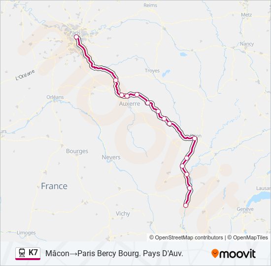 Plan de la ligne K7 de train