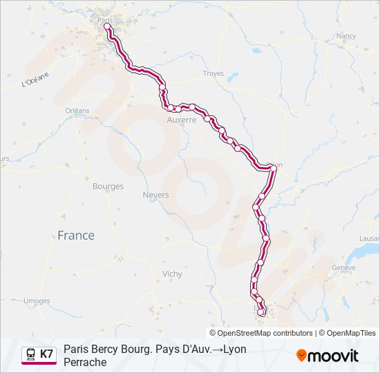 Mapa de K7 de tren