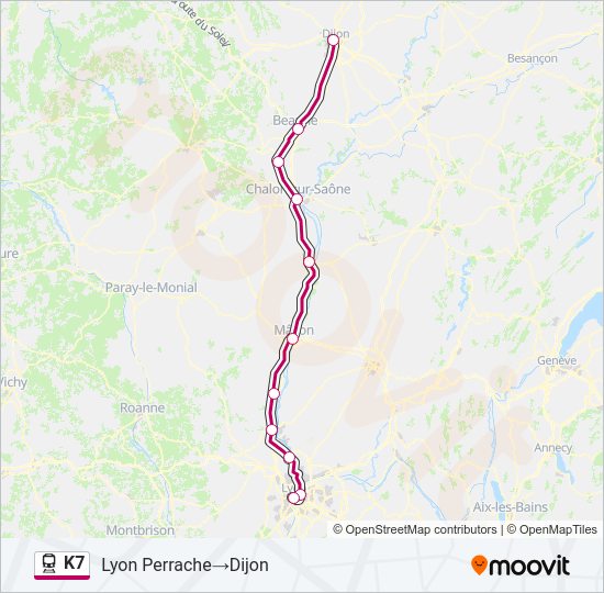 Plan de la ligne K7 de train