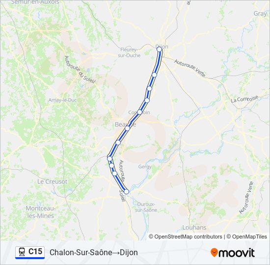 Plan de la ligne C15 de train