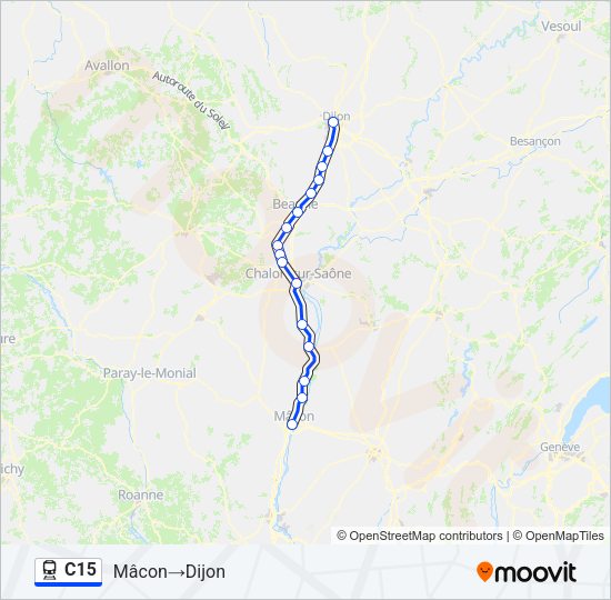 Plan de la ligne C15 de train