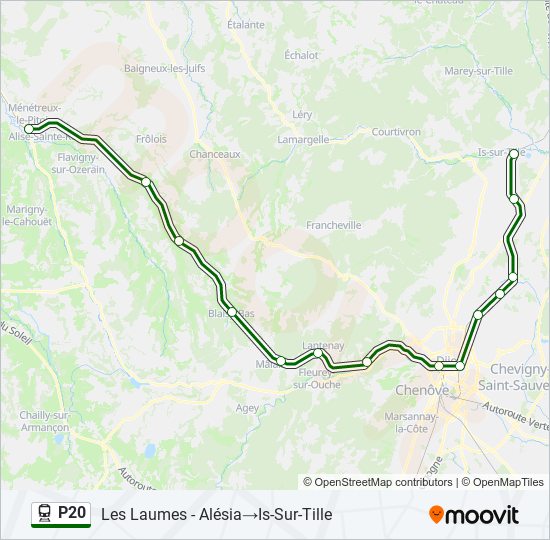 Plan de la ligne P20 de train