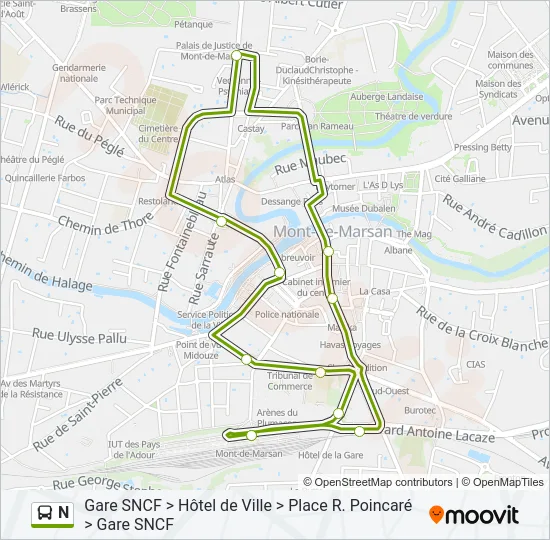 N Bus Line Map
