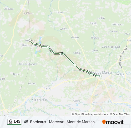 Plan de la ligne L45 de train