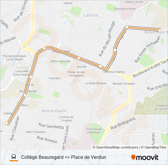 Plan de la ligne 211 de bus