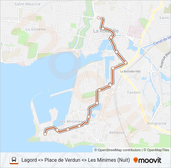 Plan de la ligne N3 de bus