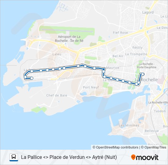 Plan de la ligne N1 de bus