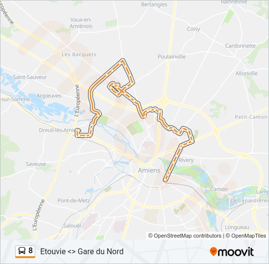 Plan de la ligne 8 de bus