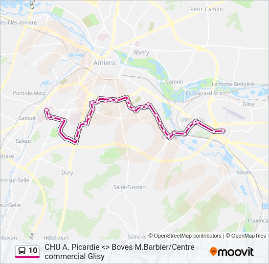 Plan de la ligne 10 de bus