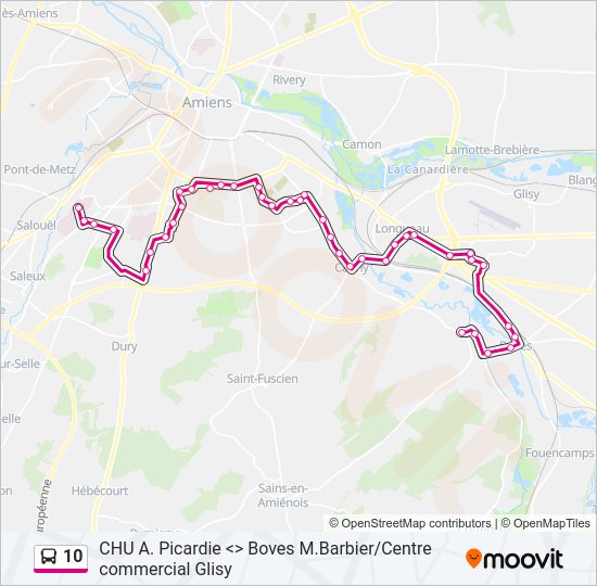 Plan de la ligne 10 de bus