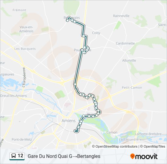 Plan de la ligne 12 de bus