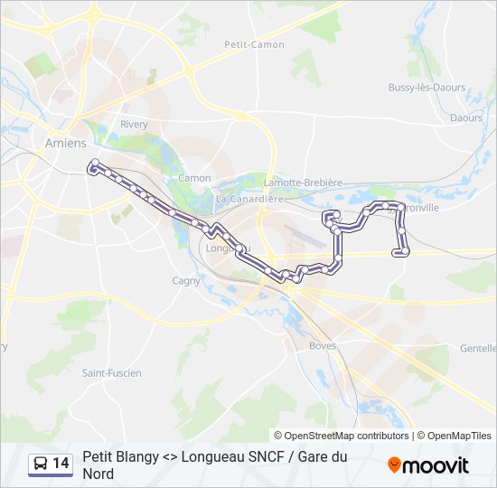 Plan de la ligne 14 de bus