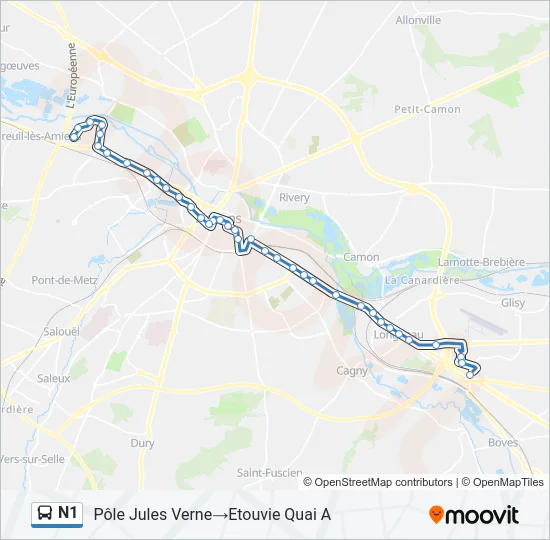 N1 Bus Line Map