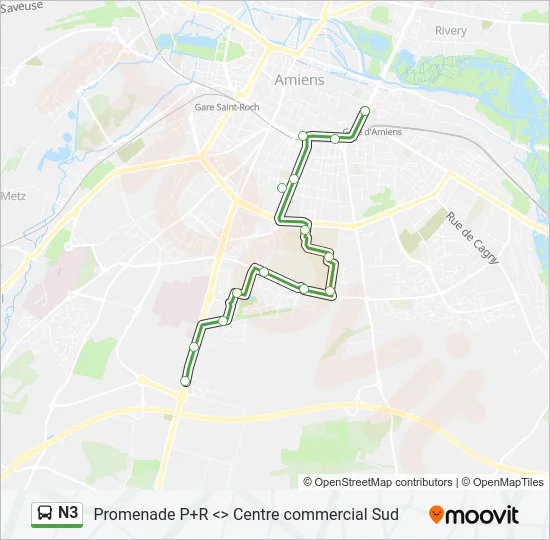 N3 Bus Line Map