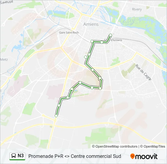 N3 Bus Line Map