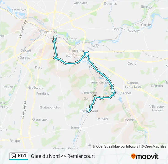 R61 Bus Line Map
