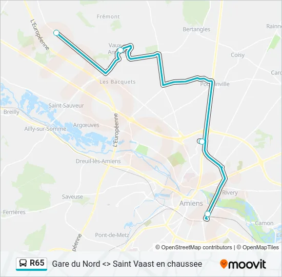 R65 Bus Line Map