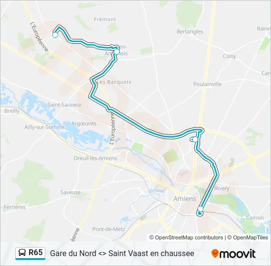 R65 Bus Line Map