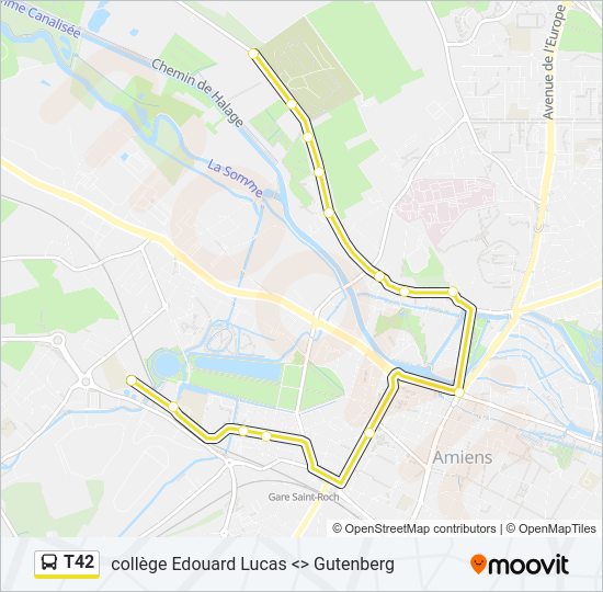 Plan de la ligne T42 de bus