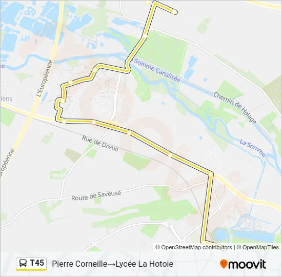 T45 Bus Line Map