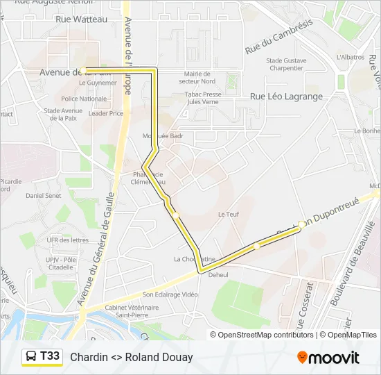 T33 Bus Line Map
