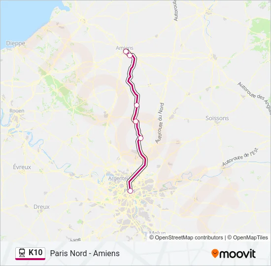 K10 Train Line Map