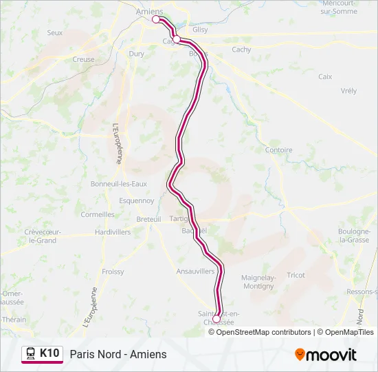 K10 Train Line Map