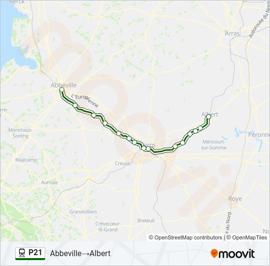 Plan de la ligne P21 de train