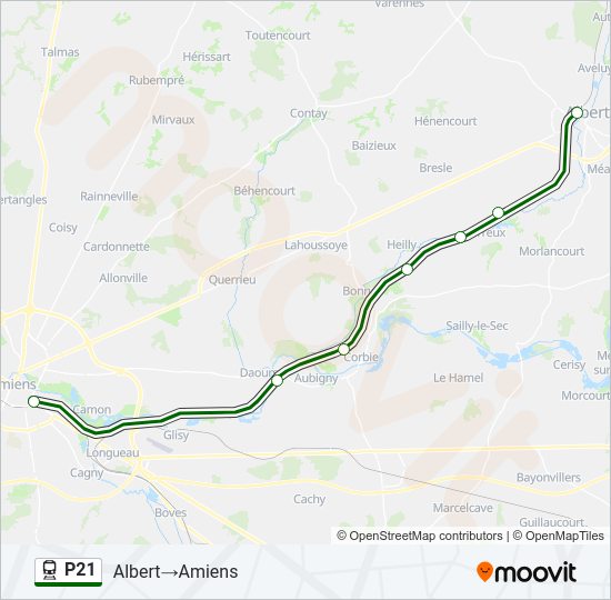 Plan de la ligne P21 de train