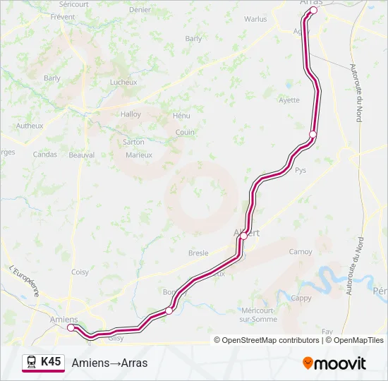 K45 Train Line Map
