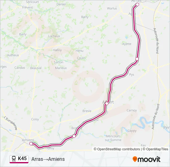 K45 Train Line Map
