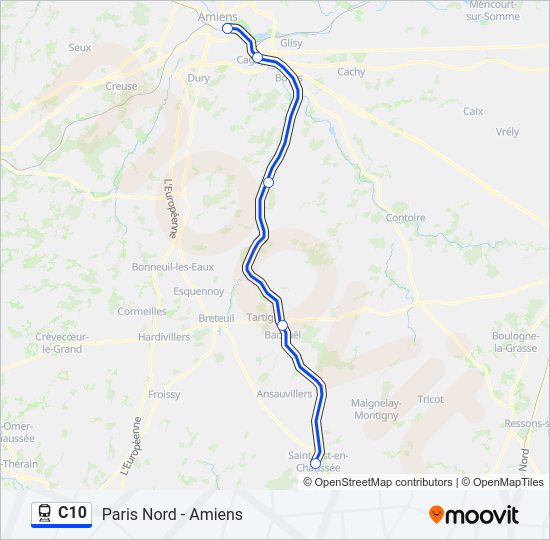 Plan de la ligne C10 de train