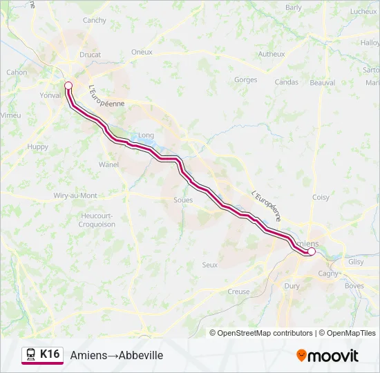 K16 Train Line Map