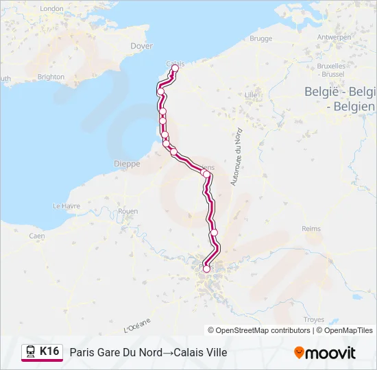 K16 Train Line Map
