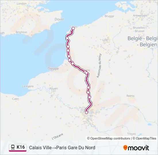 K16 Train Line Map
