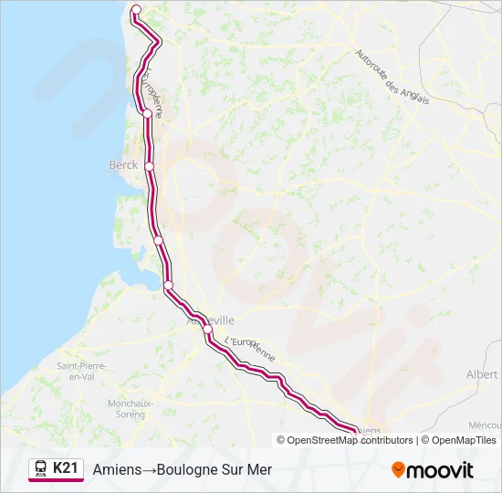 K21 Train Line Map