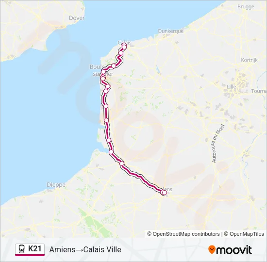 K21 Train Line Map
