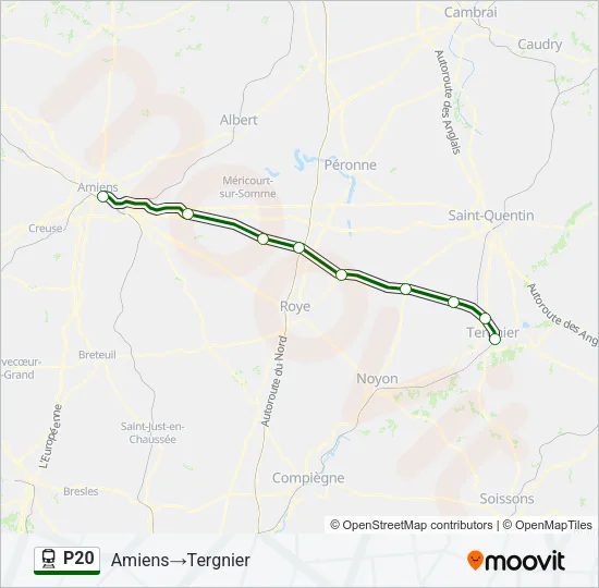 Plan de la ligne P20 de train