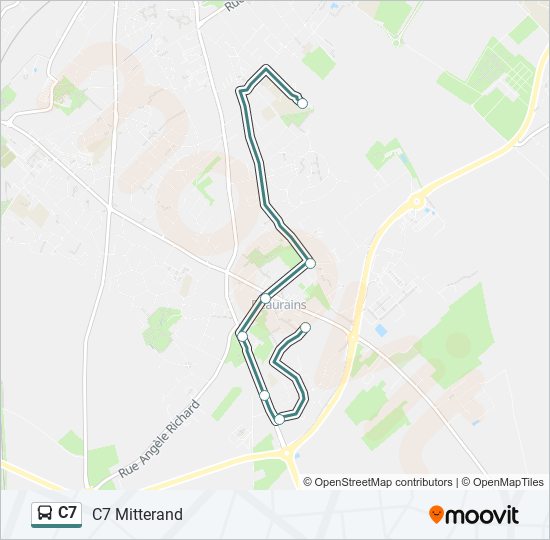 Plan de la ligne C7 de bus