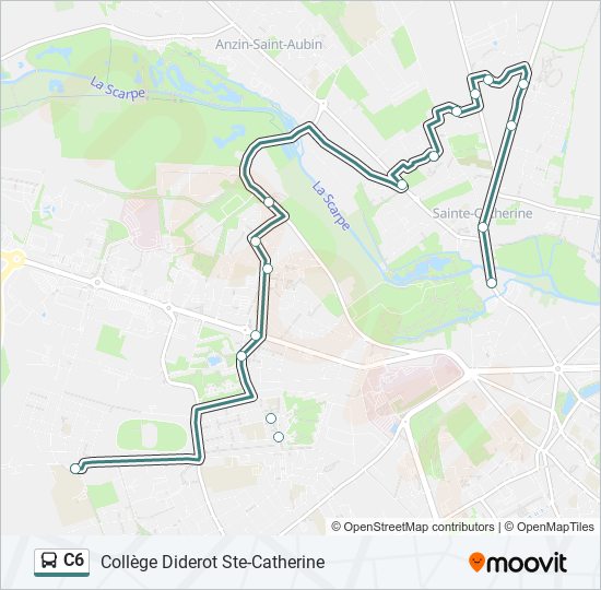 Plan de la ligne C6 de bus