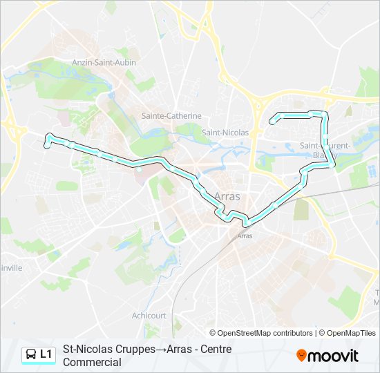 Plan de la ligne L1 de bus