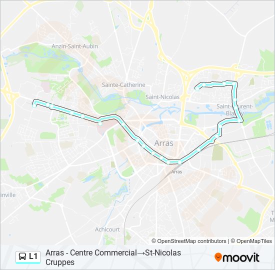 Mapa de L1 de autobús