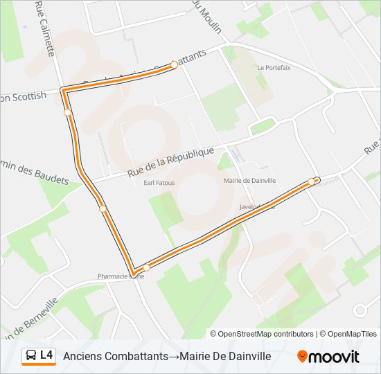 Plan de la ligne L4 de bus