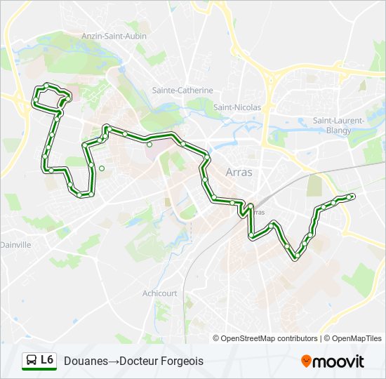 Plan de la ligne L6 de bus