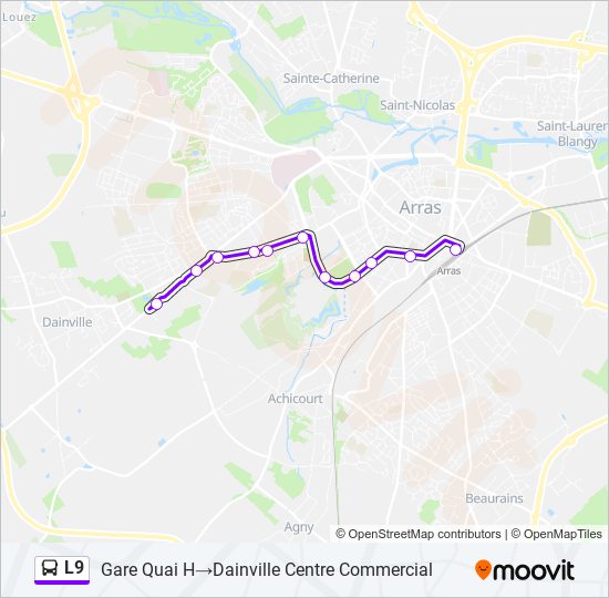 Plan de la ligne L9 de bus