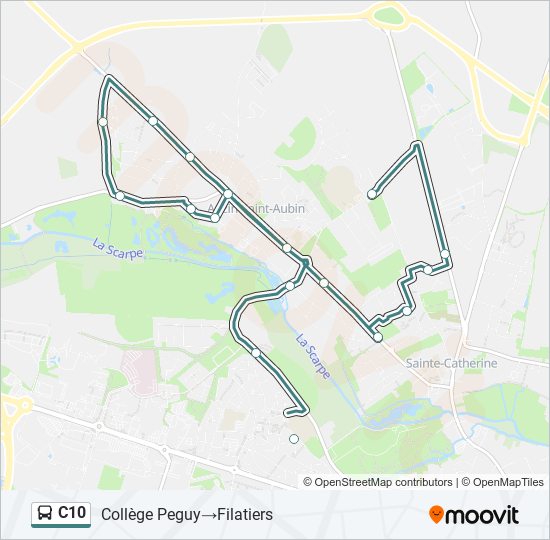 Plan de la ligne C10 de bus