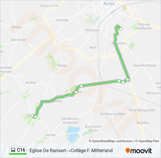 Mapa de C16 de autobús