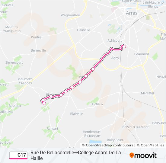 Mapa de C17 de autobús