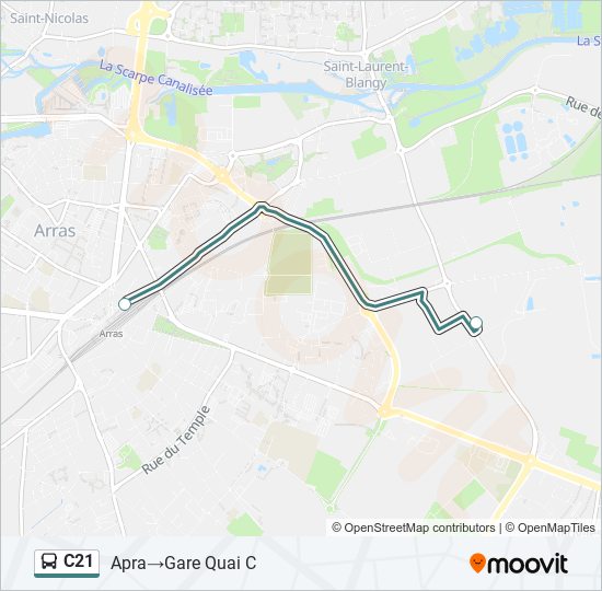 Plan de la ligne C21 de bus