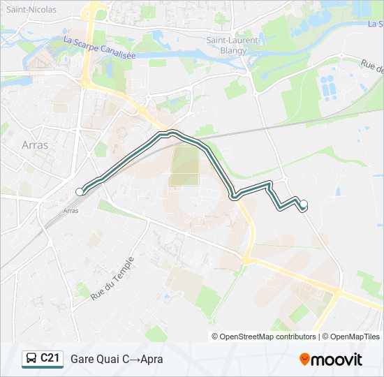 Plan de la ligne C21 de bus